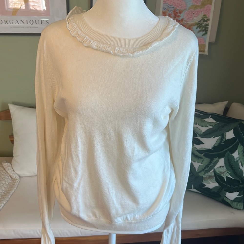 Boden Bernadette Ruffle Sweater